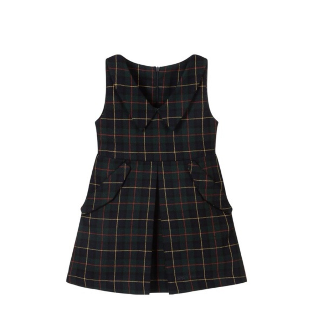 Lapin House Blue & Green Tartan Plaid Collared Wool‎ Blend Dress Size 10